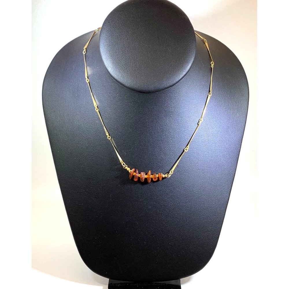 Hobe Necklace Gold Tone Natural Stones Vintage